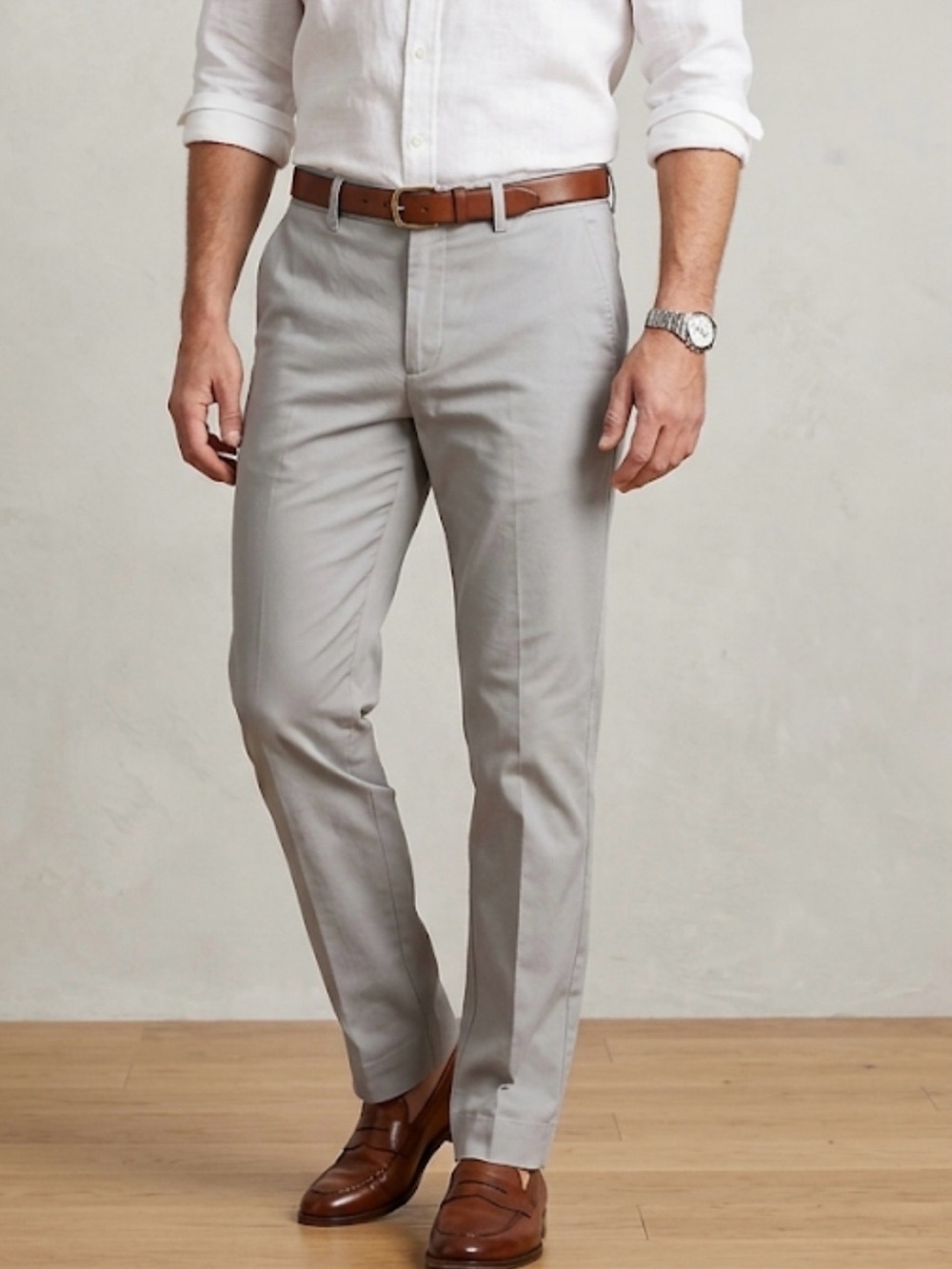 Light Gray Men's Chinos - Modern Tailored Fit